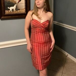 Nicole Miller Orange Strapless Cocktail Dress